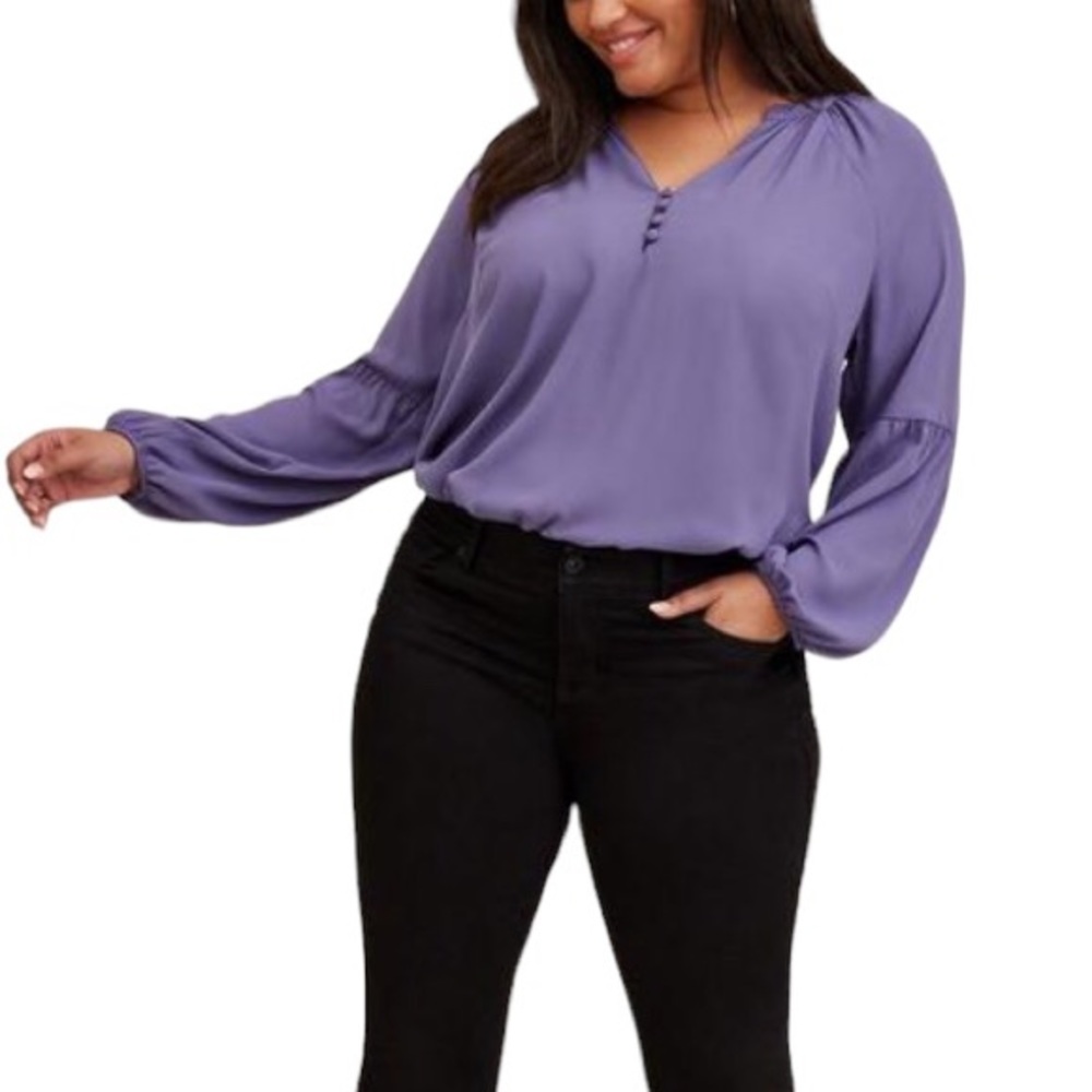 Torrid Georgette Puff Sleeve Peasant Blouse size 1X - Picture 3 of 9